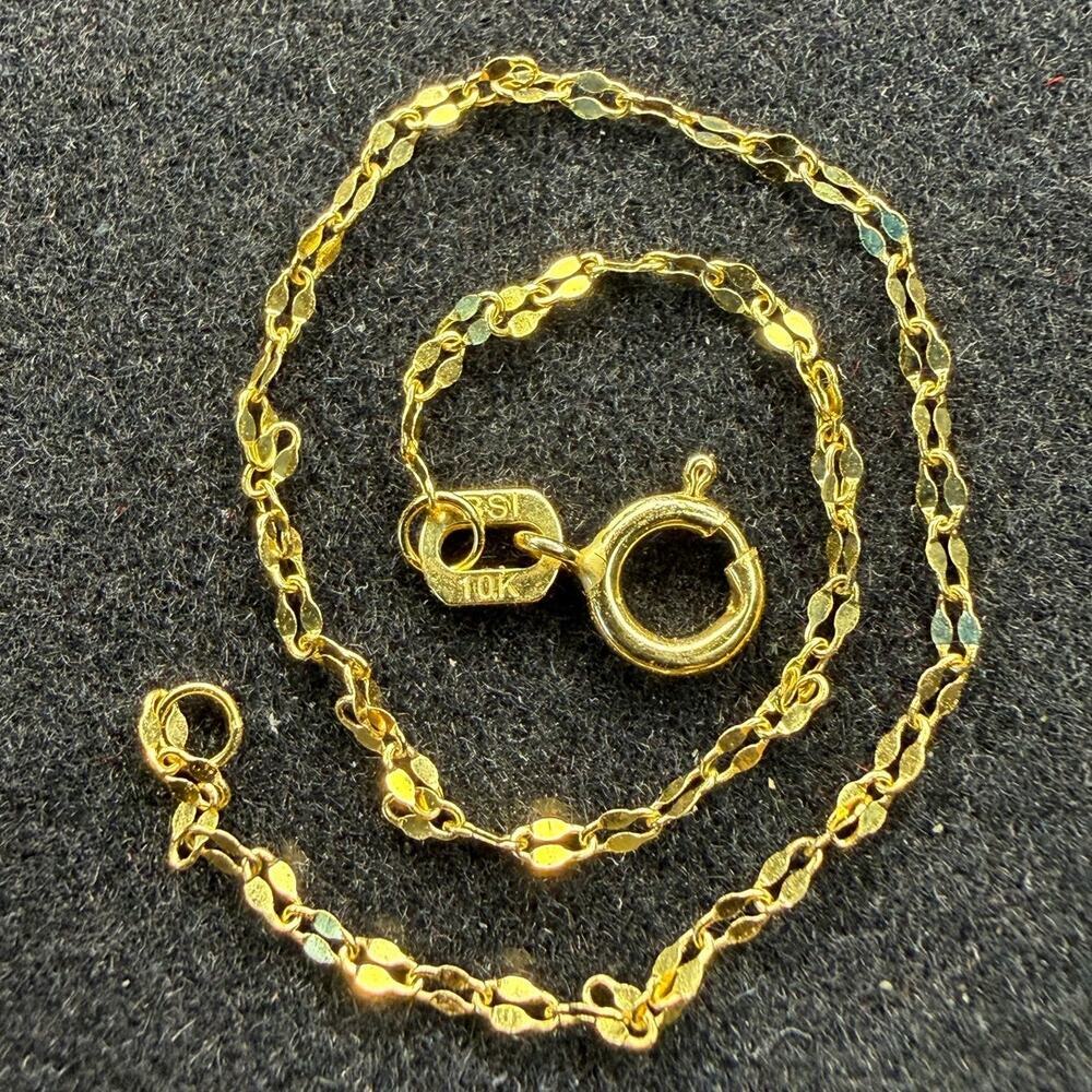 Solid 10k Yellow Italian Gold Mirror Link 5.5" Long 1.6mm Wide